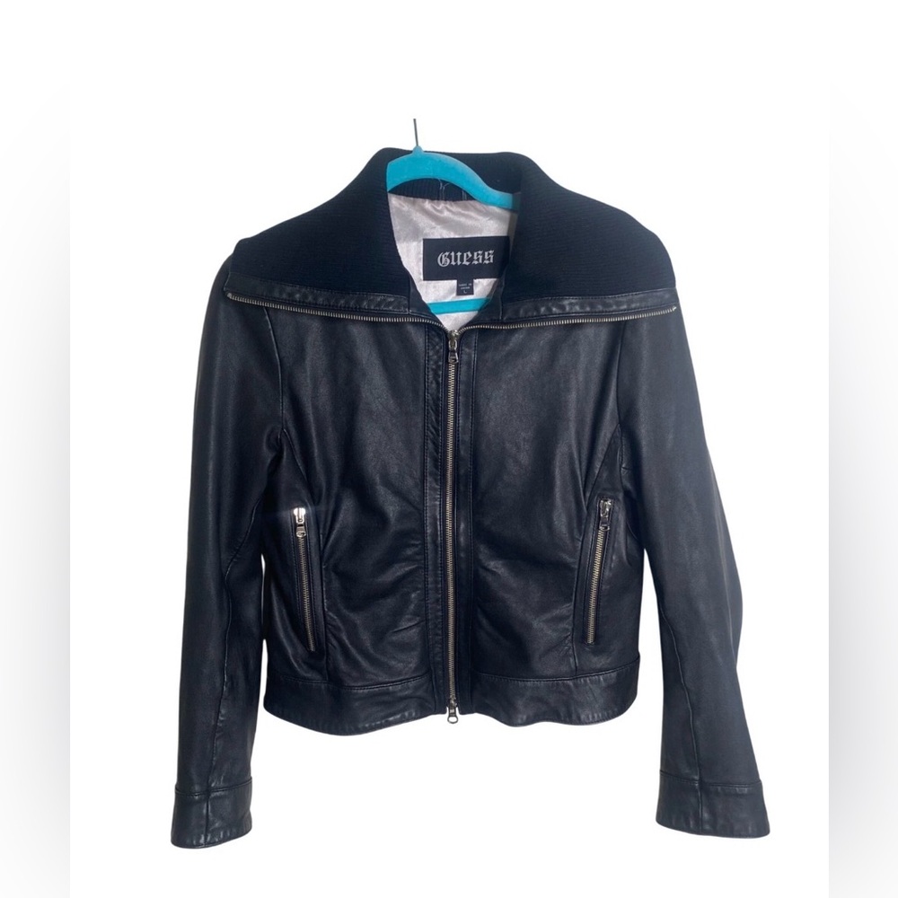 Guess Genuine Leather Bomber Jacket